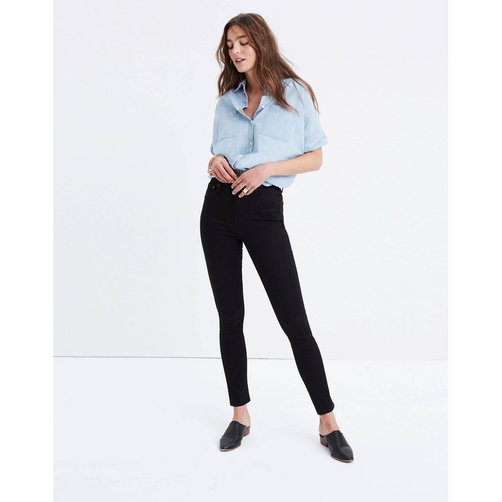 Madewell Jeans Womens 25 10" High Riser Skinny Skinny Black Denim Pants Stretch